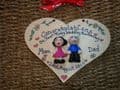2 character 3d  Wedding Anniversary Personalised Heart shaped wooden Sign Personalised